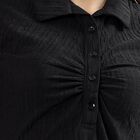 Women's Jet Black Collared Empire Style Dress, Black, small image number null
