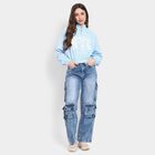 Ladies' 100% Cotton Jeans, Mid Blue, small image number null