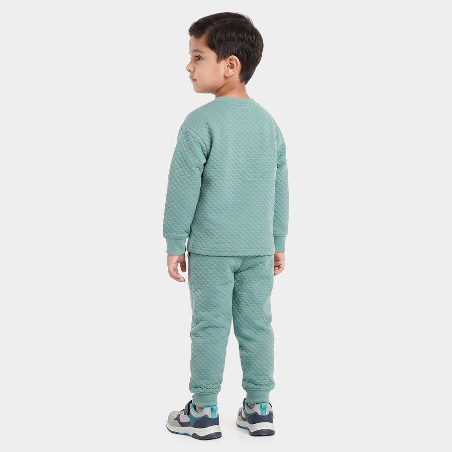 Boys Mint Green Crew Neck Textured Baba Suit, हल्का हरा, large