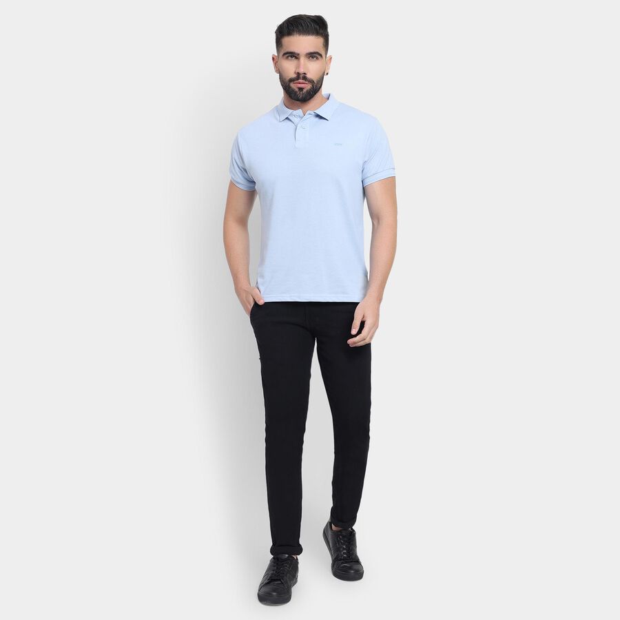 Men's Collared Half Sleeves T-Shirt, Light Blue, large image number null