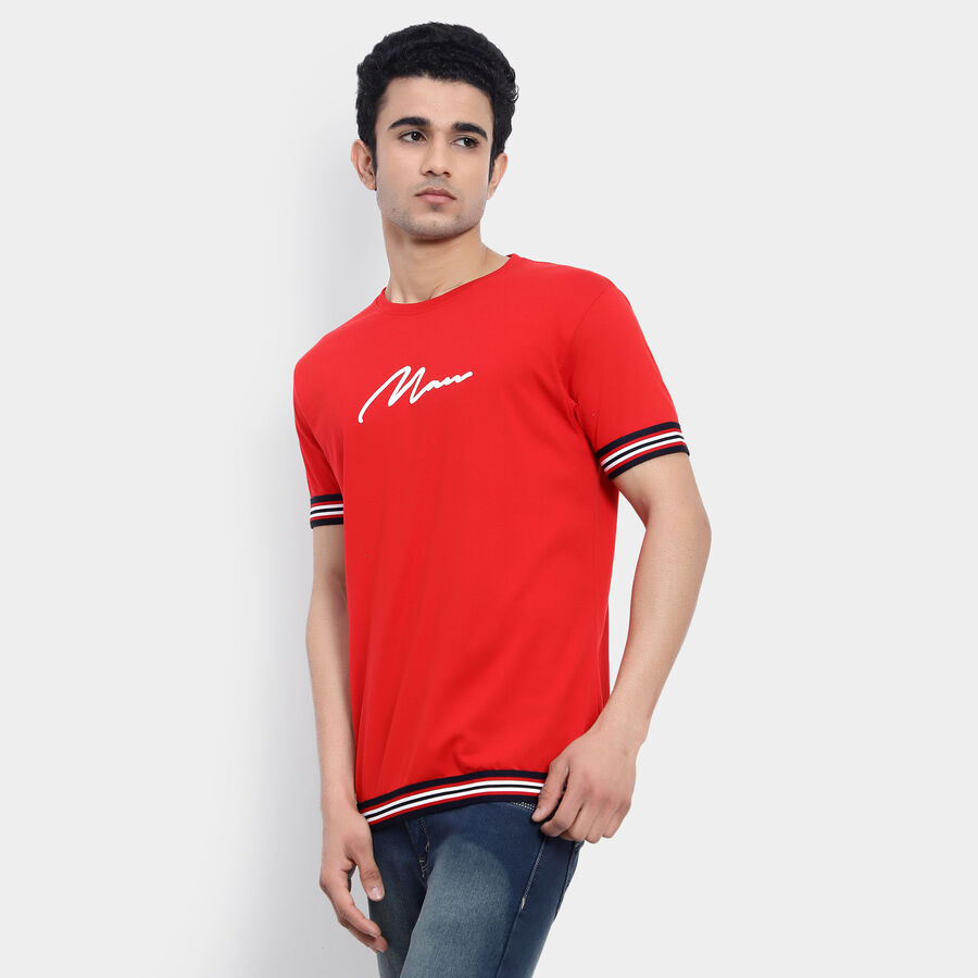 Solid Round Neck T-Shirt, Red, large image number null