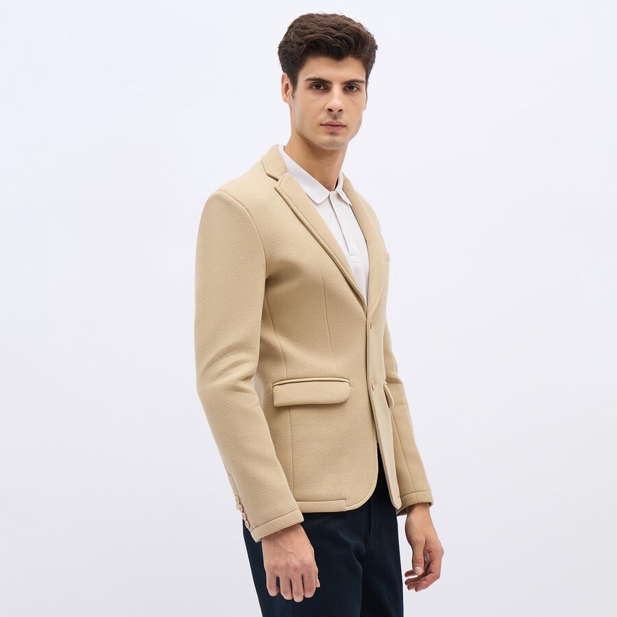 Men's Light Beige Slim Fit Single-Breasted Blazer, गहरा पीला, large image number null