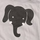 Infants' Light Grey Round Neck Elephant Printed Baba Suit, Light Grey, small image number null
