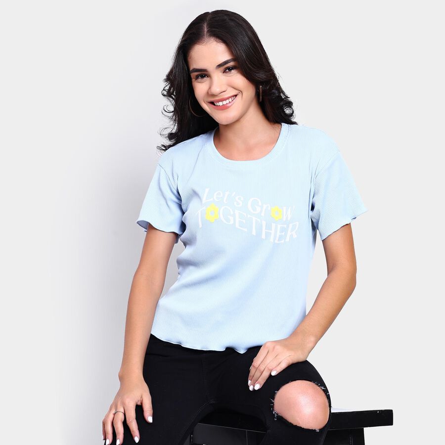 Ladies'  Crop  Top, नीला, large image number null