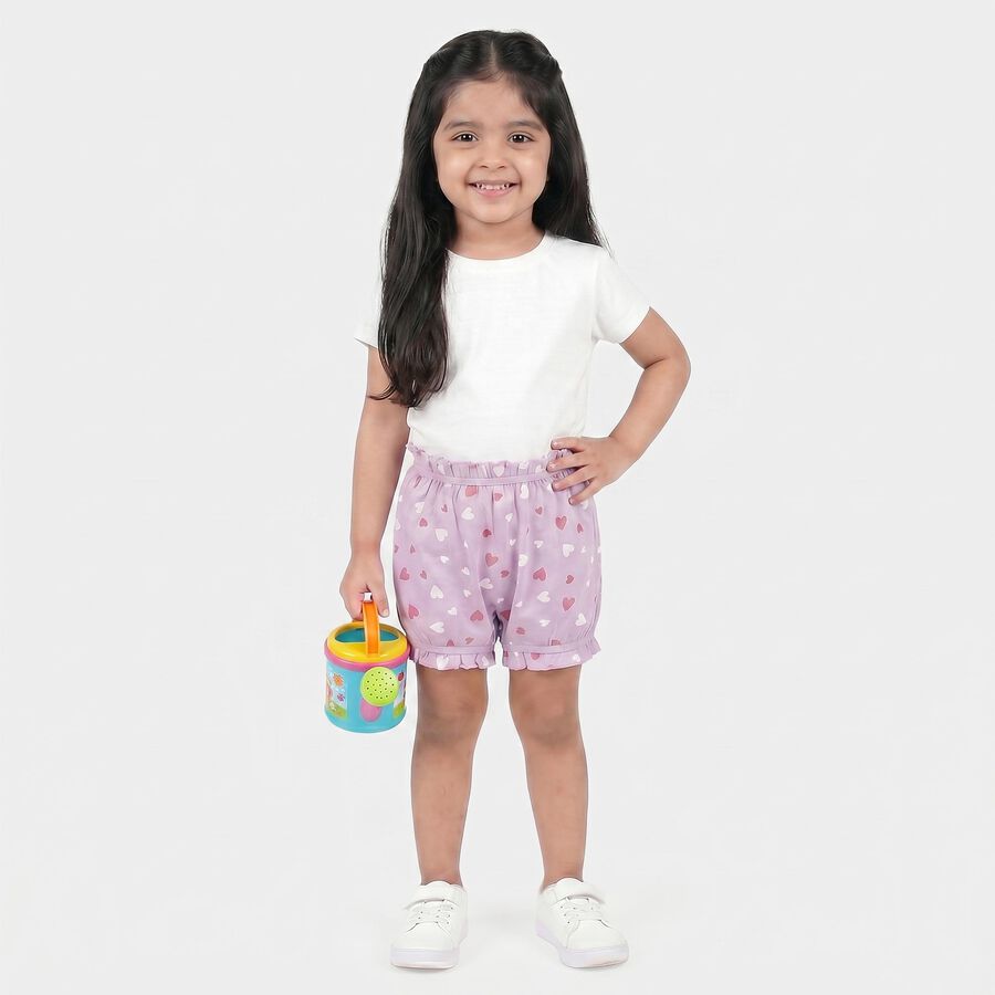 Girls' Lavender Regular Fit Heart Print Bloomer, Lilac, large