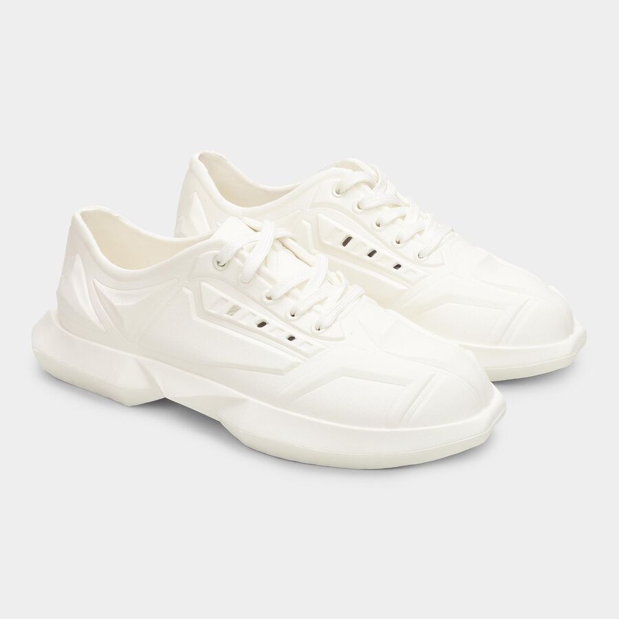 Men's Lace-Up Casual Shoes, White, large image number null