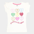Girls Cotton T-Shirt, Off White, small image number null