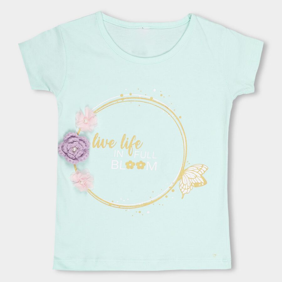 Girls' 100% Cotton T-Shirt , Light Green, large image number null