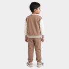 Boys' Beige Round Neck Applique Baba Suit, Beige, small