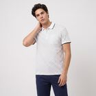 Men's Dark Green Cotton Polo Neck Printed T-Shirt, गहरा हरा, small