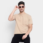 Cotton Solid Round Neck T-Shirt, गहरा पीला, small image number null