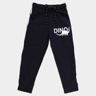 Boys' Dark Navy Blue Dinosaur Printed Cotton Blend Pyjama, Navy Blue, small image number null