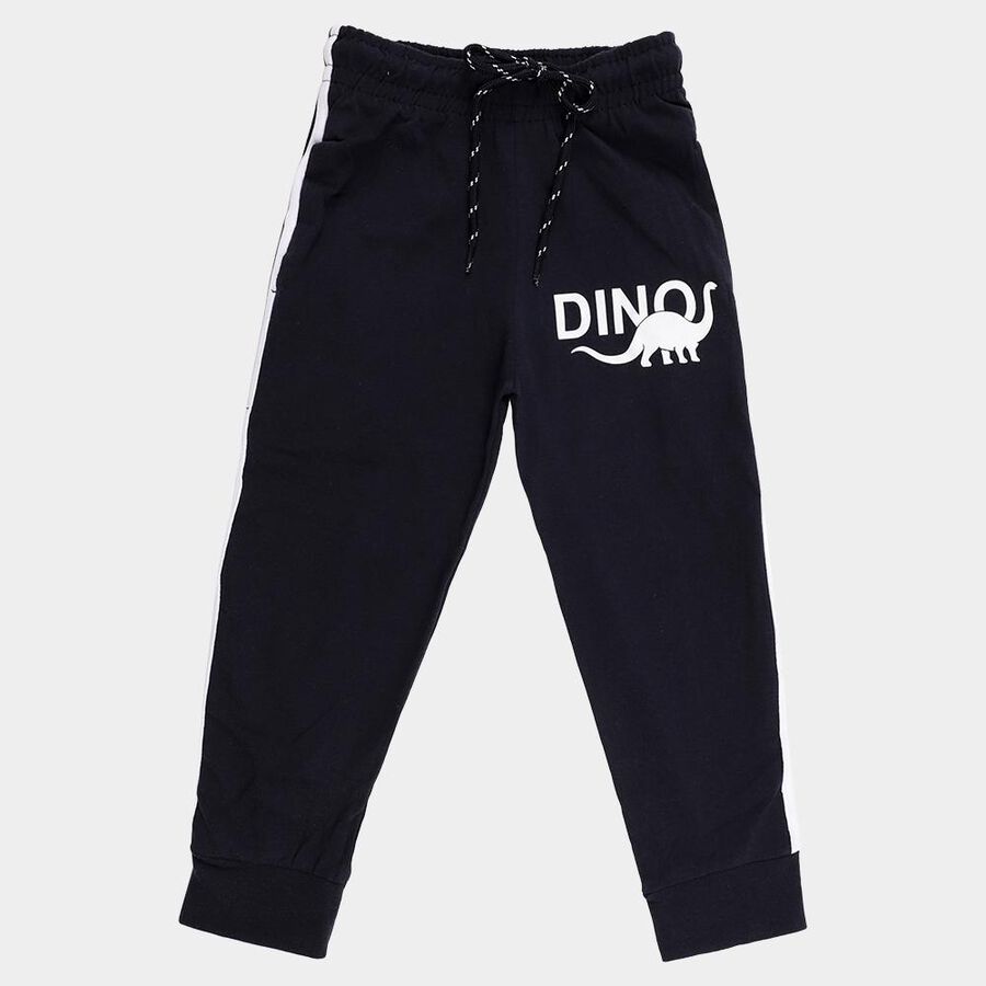 Boys' Dark Navy Blue Dinosaur Printed Cotton Blend Pyjama, Navy Blue, large image number null