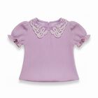 Girls Lavender Peter Pan Collar Romantic T-Shirt, Lilac, small