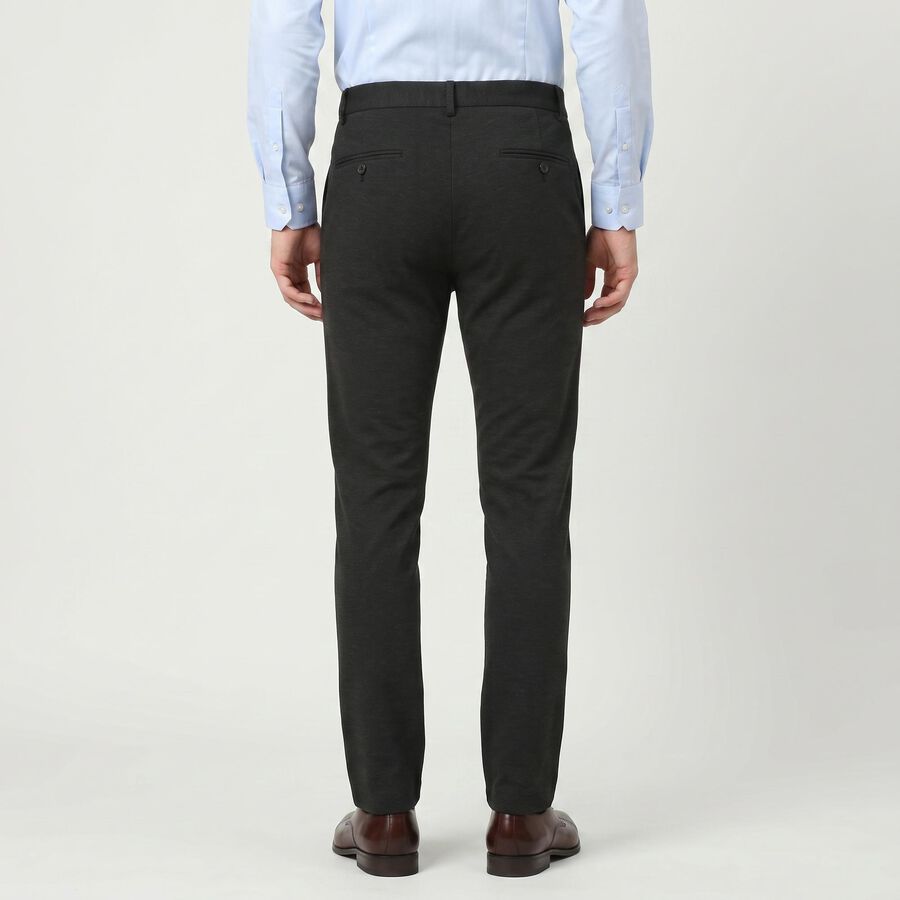 Men's Charcoal Slim Fit Flat-Front Trousers, चारकोल, large