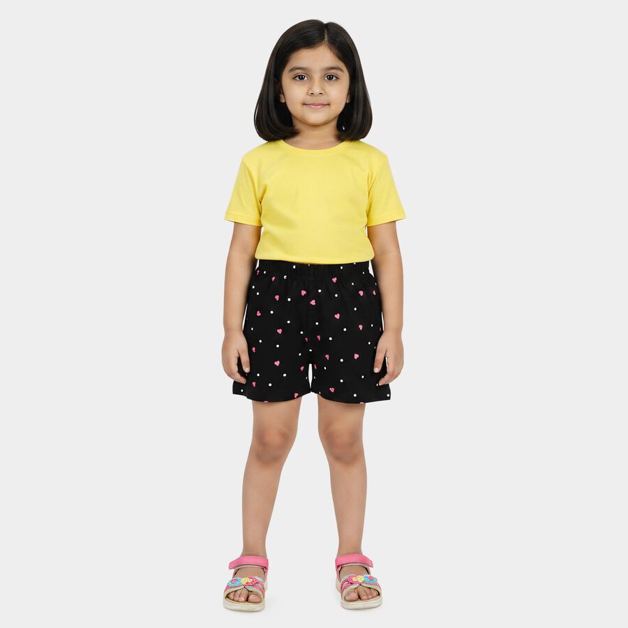 Girls Black Regular Fit Casual Shorts, काला, large