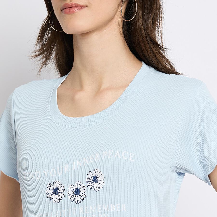 Ladies' Round Neck T-Shirt, Light Blue, large image number null