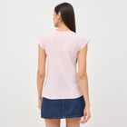 Women's Light Pink Round Neck Striped T-Shirt, Light Pink, small image number null