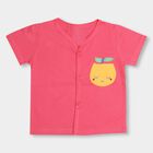 Kids Bright Pink Cotton V-Neck Front Open T-Shirt, Pink, small image number null