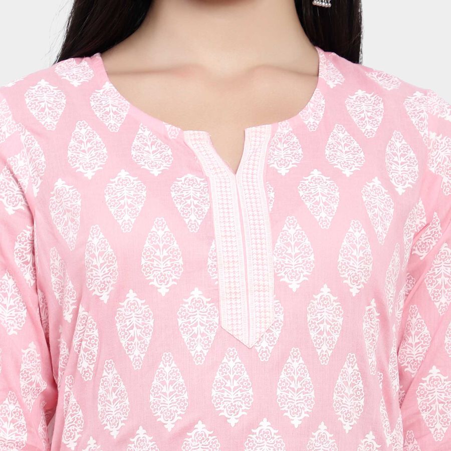 All Over Print Straight Kurti, Light Pink, large image number null