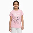 Girls' Pink Round Neck Graphic T-Shirt, Pink, small image number null