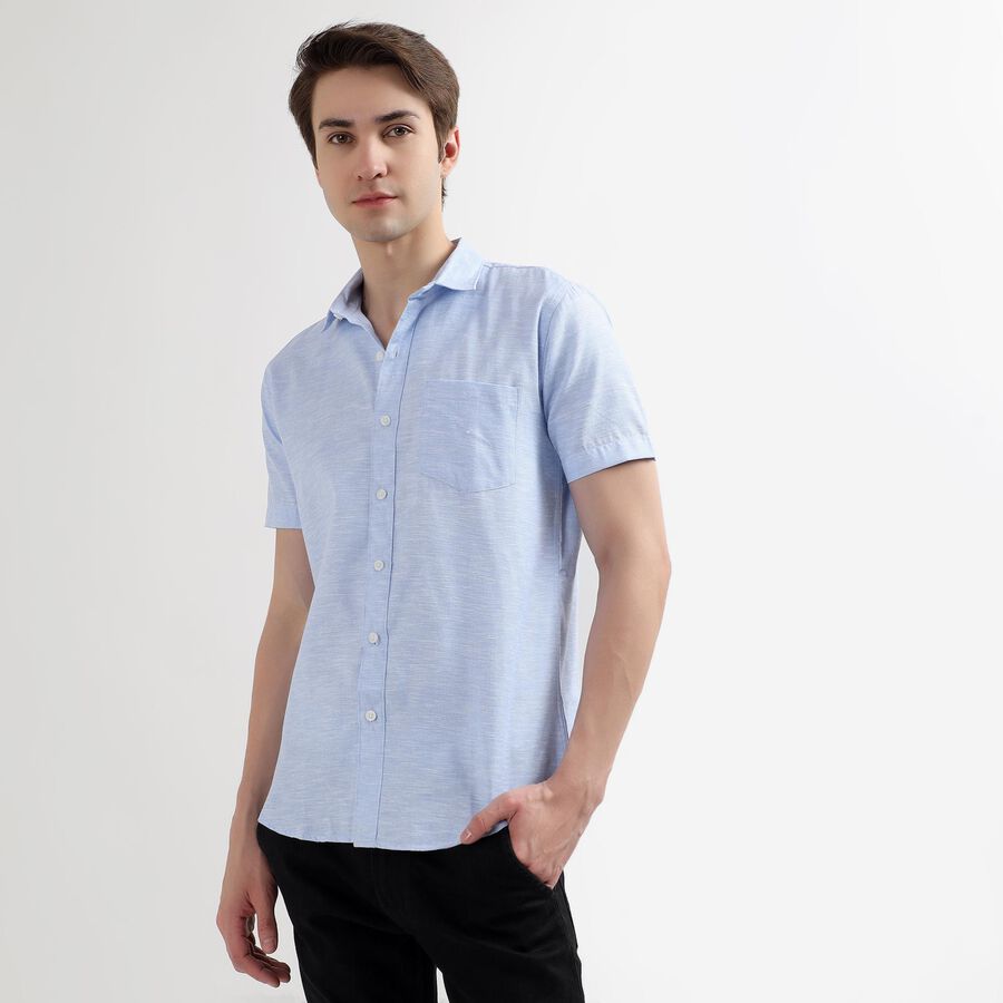 Men's Regular Collar Casual Shirt, हल्का नीला, large image number null