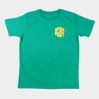 Boys' Green Cotton Blend Crew Neck Regular Boys T-Shirt, Dark Green, small