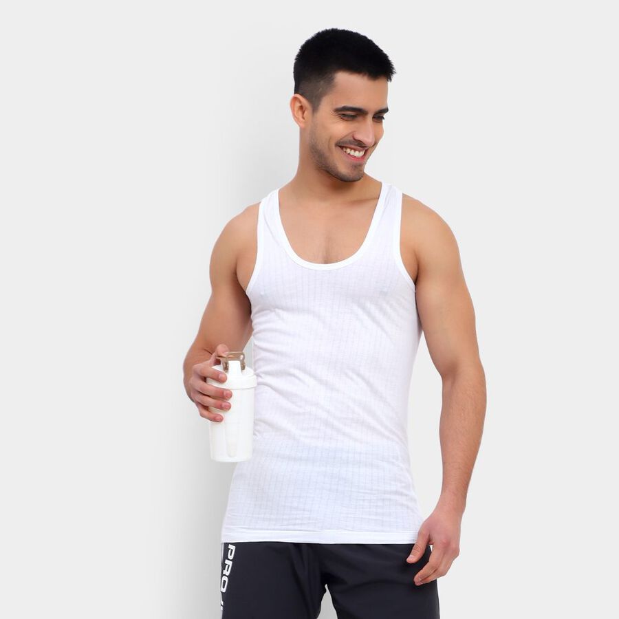 Men's Cotton Vest, White, large image number null