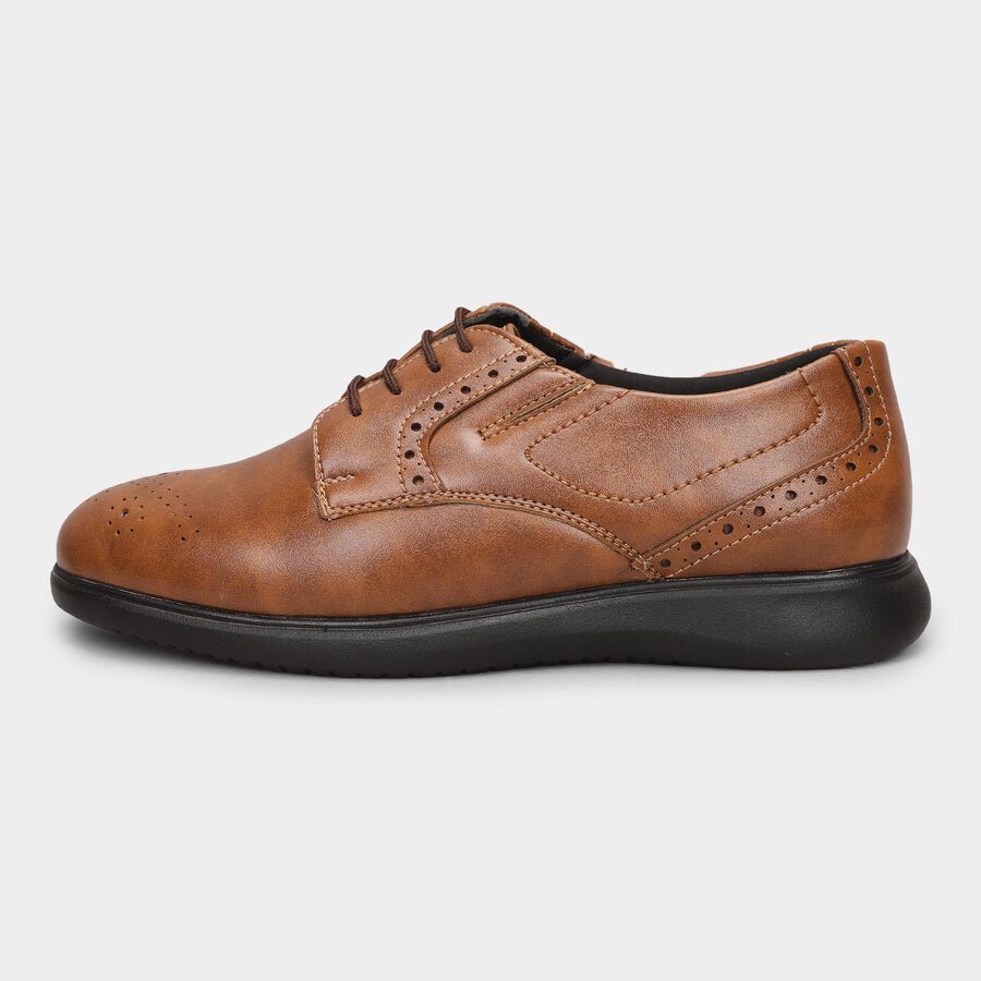 Men's Rich Chestnut Brown Lace-Up Formal Shoes, भूरा, large