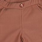 Girls Light Pink Regular Fit Ribbed Wide Leg Trousers, हल्का गुलाबी, small