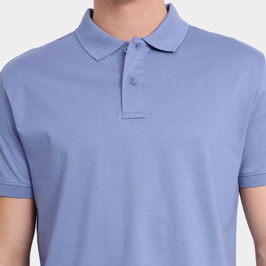 Men's 100% Cotton Collared Half Sleeves T-Shirt, बैंगनी, large image number null