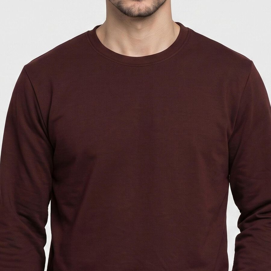 Men's Wine Crew Neck Pullover Sweatshirt, Wine, large