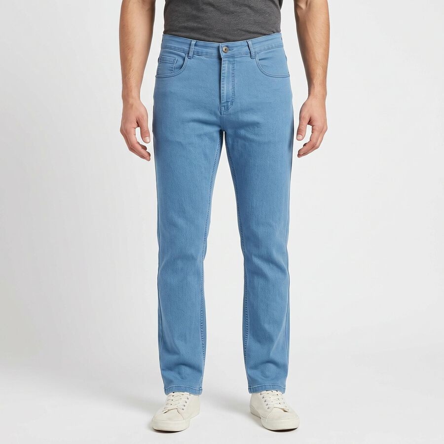 Men's Light Blue Slim Fit Clean Look Jeans, हल्का नीला, large