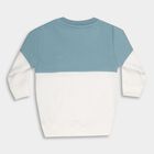 Infants Muted Steel Blue and White Crew Neck Casual Sweatshirt, टील ब्लू, small image number null