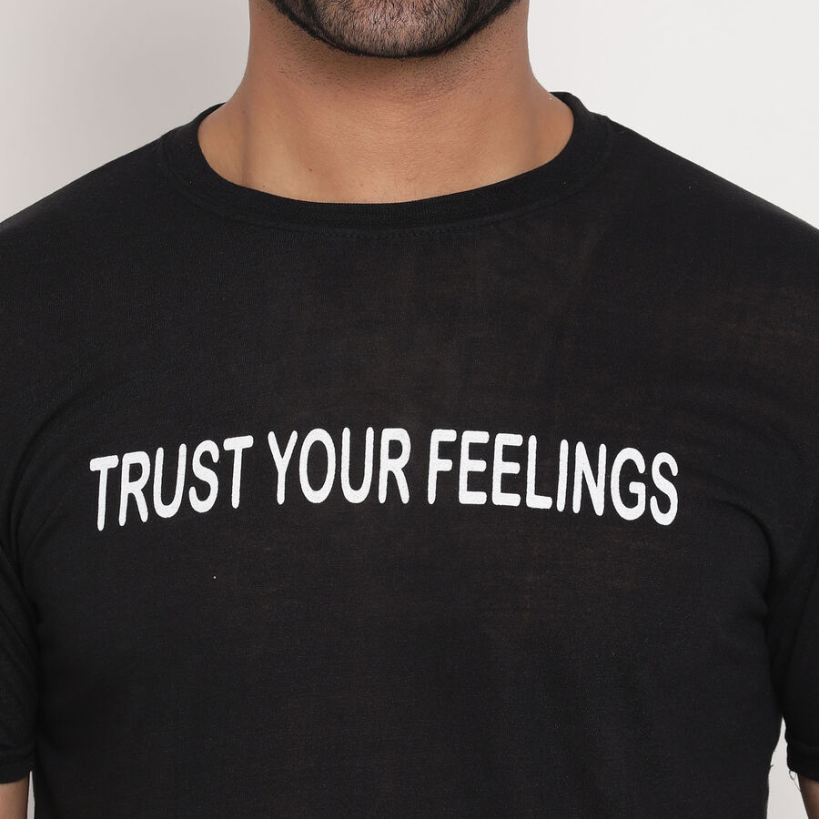 Round Neck T-Shirt, Black, large image number null