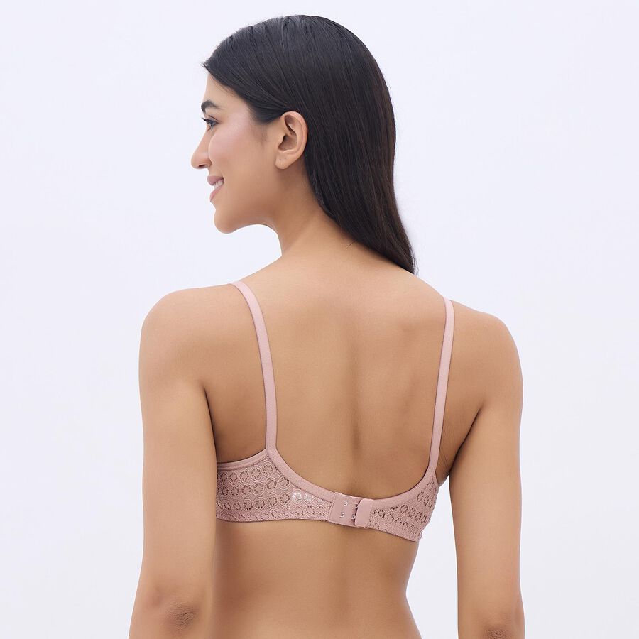 Women's Soft Pink Lace Wire-Free Everyday Bra, भूरा, large image number null