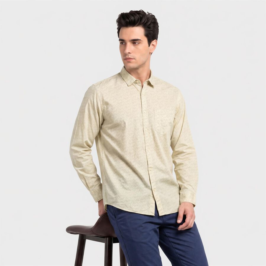 Men's Light Green Cotton Long Sleeve Casual Shirt, Light Green, large