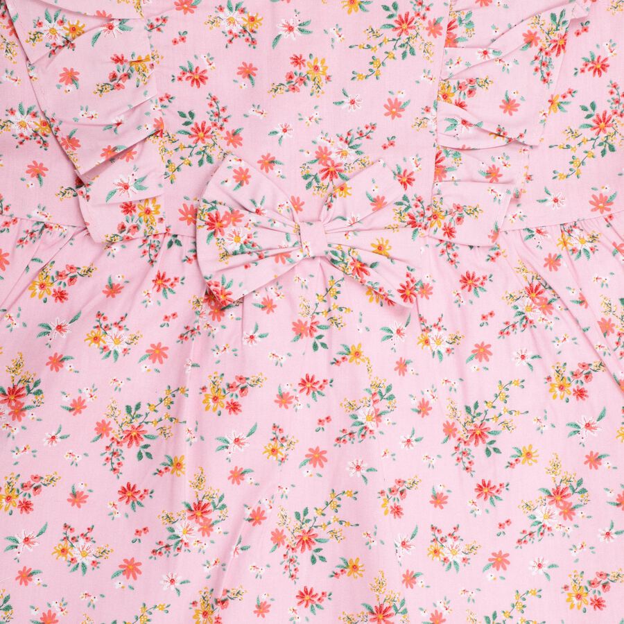 Girls' 100% Cotton Frock , हल्का गुलाबी, large image number null