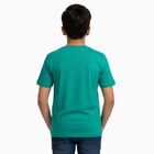 Boys' Bright Emerald Green Round Neck Graphic Printed T-Shirt, Light Green, small