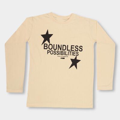 Boys' Light Beige Round Neck Casual T-Shirt