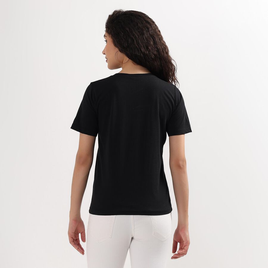 Ladies' Round Neck T-Shirt , काला, large image number null