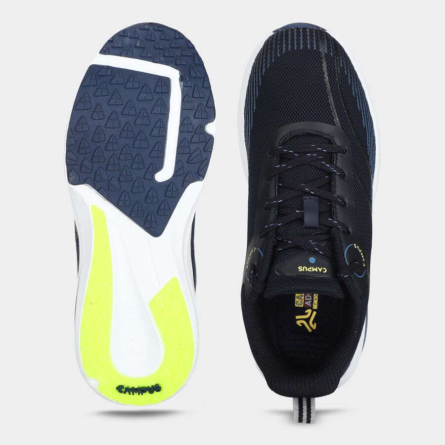 Men's Navy Blue Lace-Up Sneakers, Navy Blue, large