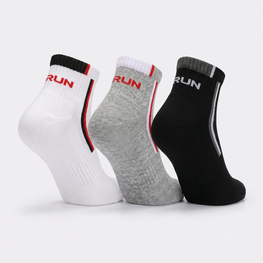 Men's Regular Fit Sporty Striped Pack of 3 Socks ( Black, Grey, White ), मिश्रित हल्का ग्रे, large