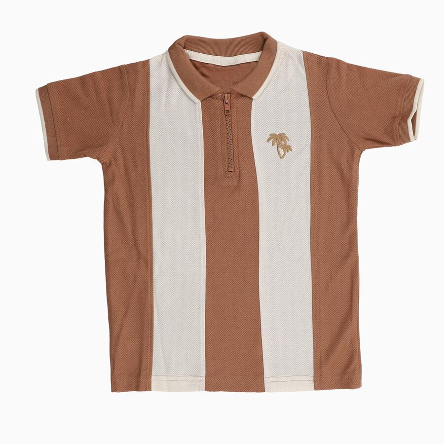 Boys' 100% Cotton Half Sleeves T-Shirt, भूरा, large image number null