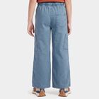 Girls' Light Blue Relaxed Fit Cargo Trousers, हल्का नीला, small