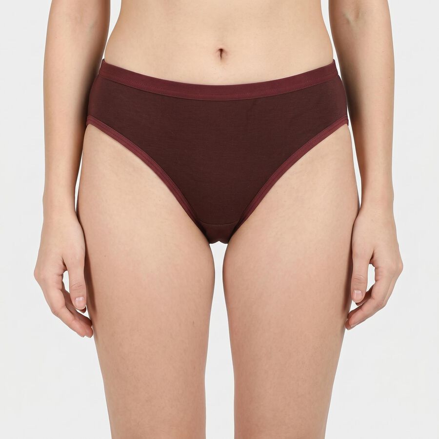 Women's Brown Regular Fit Solid Panty, भूरा, large