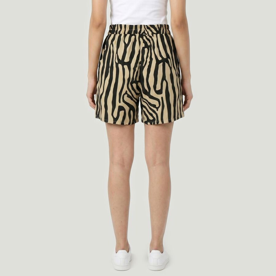 Women's Beige Regular Fit Printed Shorts, Beige, large