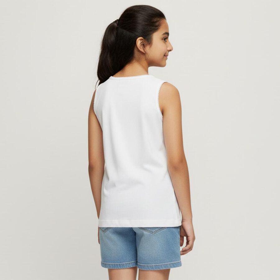 Girls' 100% Cotton Vest, सफ़ेद, large image number null