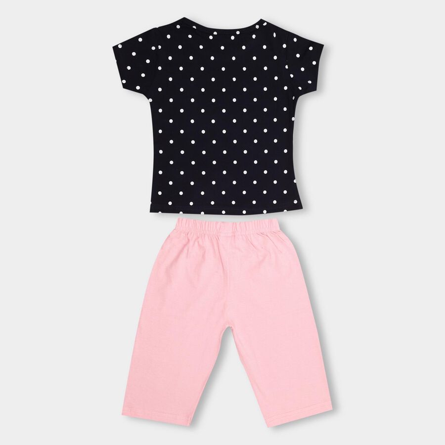 Girls' 100% Cotton Capri Set, Navy Blue, large image number null