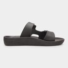 Men's Jet Black Buckle Strap Sandals, काला, small